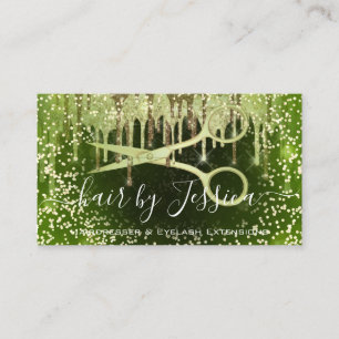 Carte De Visite Salon de coiffure Styliste Coiffeur ciseaux vert