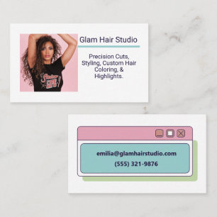 Carte De Visite Salon de coiffure tendance avec photo personnalisé