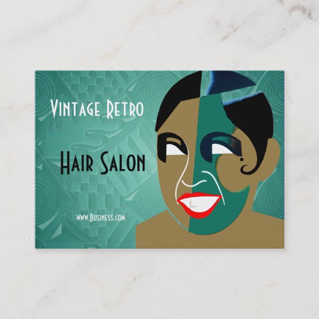 Carte de visite Salon de coiffure vintage rétro (Devant)