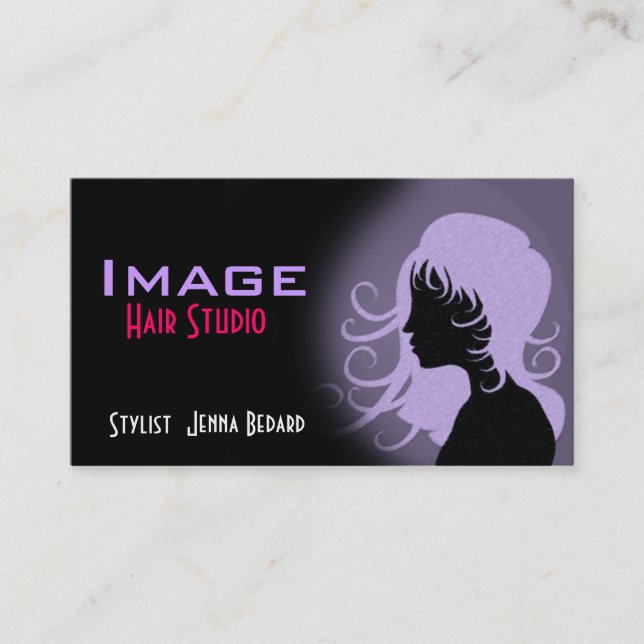 Carte de visite Salon de Coiffure Violet Noir (Devant)