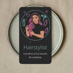 Carte De Visite Salon de coloriste et coiffeur de luxe Élégant Noi