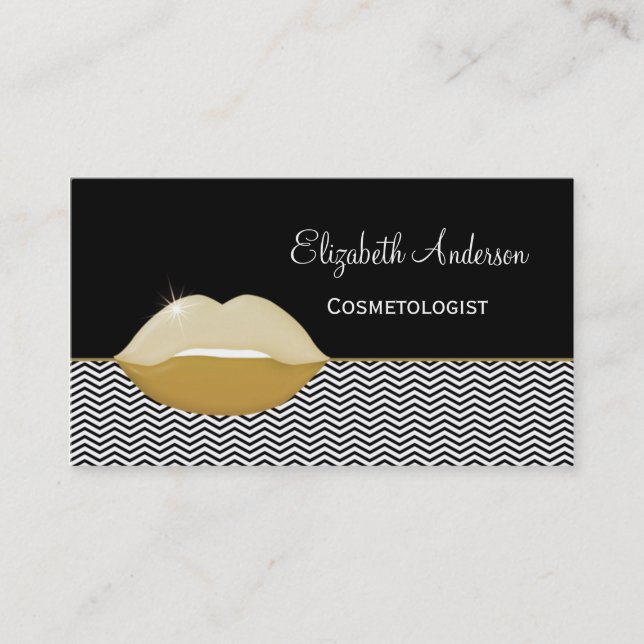Carte De Visite Salon de cosmétique Gold Lips (Devant)