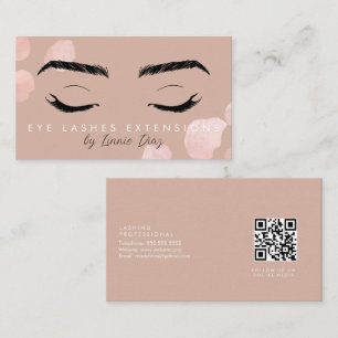 Carte De Visite Salon de extensions de cils minimaliste rose B