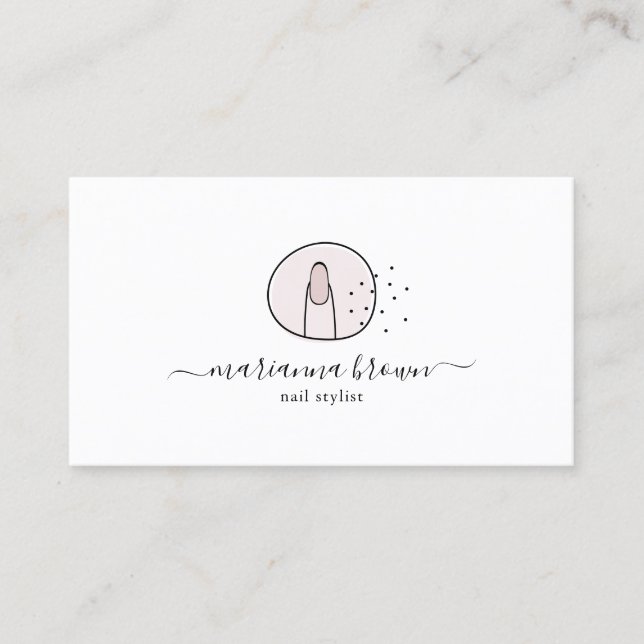 Carte De Visite Salon de manucure girly rose illustration tendance (Devant)