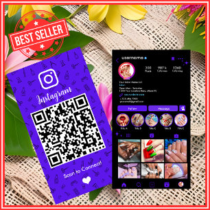 Carte De Visite Salon de manucure Instagram Violet Code QR des m