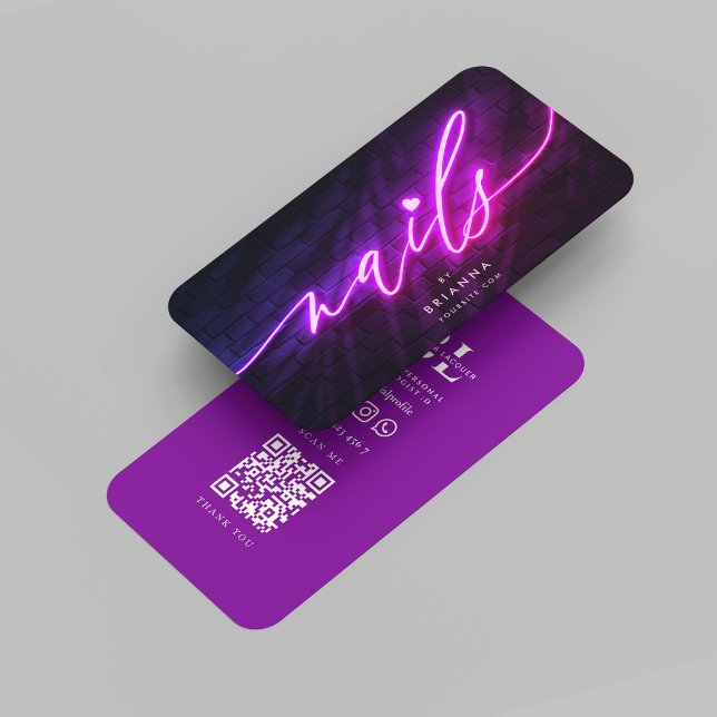 Carte De Visite Salon de Manucure Manucure Neon Purple (Modern Nail Art Nail Salon Manicure Neon Purple Business Card
)