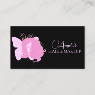 Carte De Visite Salon de Maquillage Butterfly Woman Rose Noir  Scr