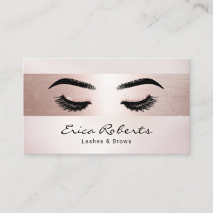Carte De Visite Salon de maquillage d'Eyelash Rose Gold Stripe