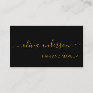 Carte De Visite Salon de maquillage en noir et or