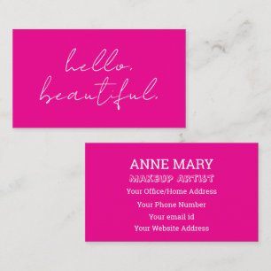 Carte De Visite Salon de maquillage rose chaud Hello Beautiful