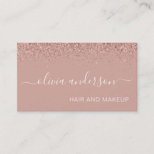 Carte De Visite Salon de maquillage rose Gold Blush Pink Parties s (Devant)