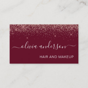 Carte De Visite Salon de maquillage rose Gold et Bourgogne Parties