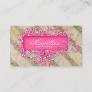 Carte De Visite Salon de maquillage Vintage rayures Parties scinti