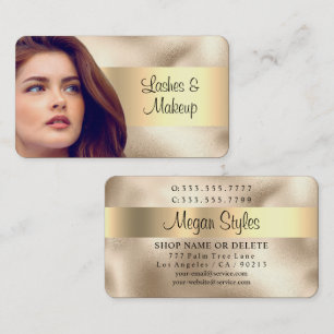 Carte De Visite Salon de maquillage, votre photo, Gold on Gold