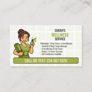 Carte De Visite Salon de Massage aux Huiles Essentielles QR Fille 