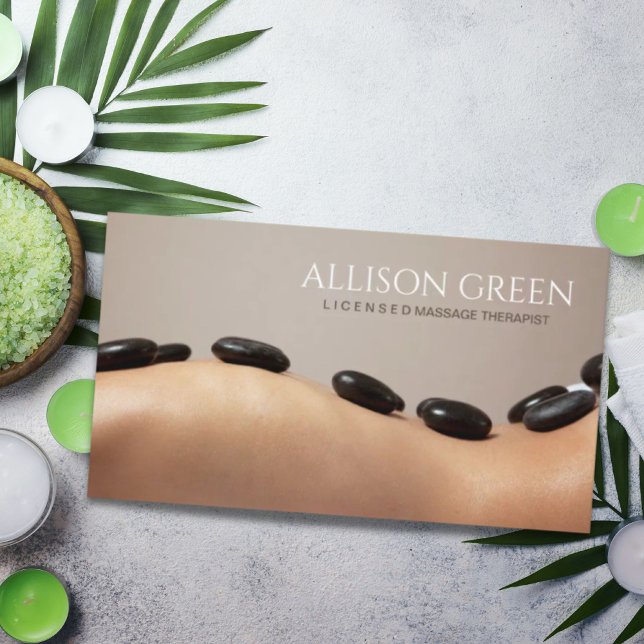 Carte De Visite Salon de massage SPA de beauté Acupression Hot Sto (Beauty SPA Acupressure Hot Stone Massage Salon Business Card)