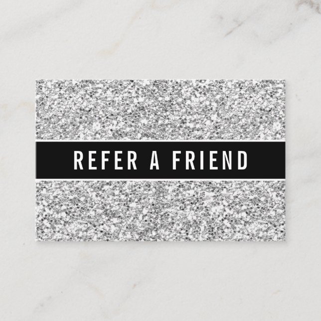 Carte De Visite Salon de Parties scintillant en argent de luxe aig (Devant)