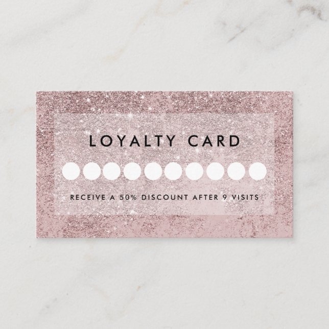 Carte De Visite Salon de Parties scintillant Rosegold moderne Loya (Devant)