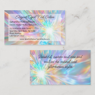 Carte De Visite Salon de Pédicure Cristal Holographique Opale Élég