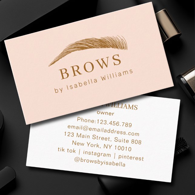 Carte De Visite Salon de sourcils élégant minimal  (Minimal Elegant Eyebrow Salon Business Card)