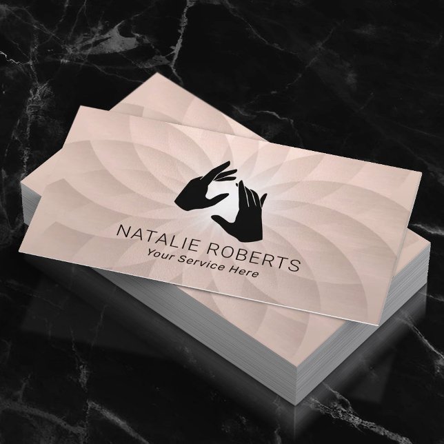 Carte De Visite Salon de Spa de massage Rose de main de guérison (Créateur téléchargé)