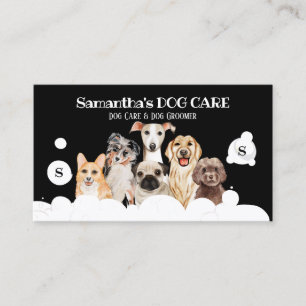 Carte De Visite Salon de toilettage pour chien Black Dog Bain assi