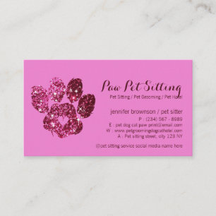 Carte De Visite Salon de toilettage pour chien chat Pink Paw Pet S