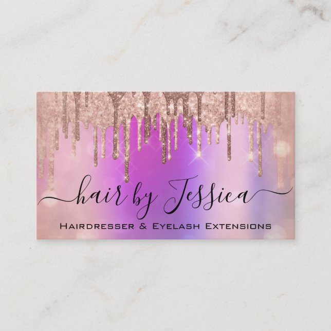 Carte De Visite Salon des cheveux Coiffeur Nails Rose de maquillag (Devant)