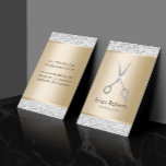 Carte De Visite Salon des cheveux Luxe Parties scintillant argent<br><div class="desc">Hair Styliste Luxury Gold & Silver Parties scintillant Hair Salon Cartes de visite.</div>