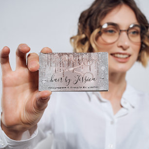 Carte De Visite Salon des cheveux Styliste Coiffeur Ciseaux Rose G