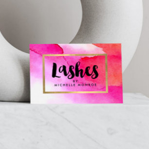 Carte De Visite Salon des extensions Lash en Aquarelles Roses Gras
