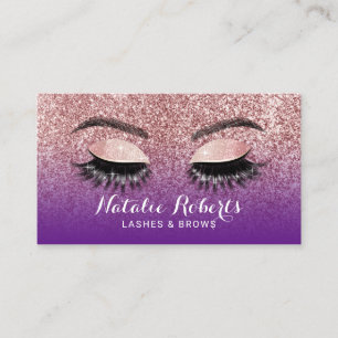 Carte De Visite Salon des extensions rose Gold Purple Ombre Eyelas