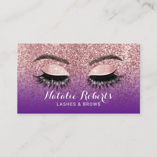 Carte De Visite Salon des extensions rose Gold Purple Ombre Eyelas (Devant)