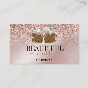 Carte De Visite Salon d'ongles d'or Rose technicienne à ongles