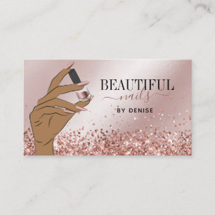 Carte De Visite Salon d'or rose femme technicienne de clous à main