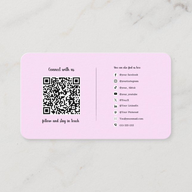 Carte De Visite Salon du logo du code QR de la connexion aux média (Dos)