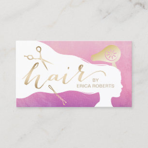 Carte De Visite Salon élégant d'aquarelle de fille de beauté de