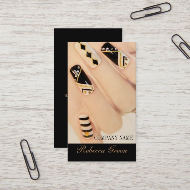 Carte De Visite salon élégant de manucure à ongles (Devant/Arrière en situation)