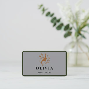Carte De Visite Salon élégant moderne monogrammé code QR blanc Bu