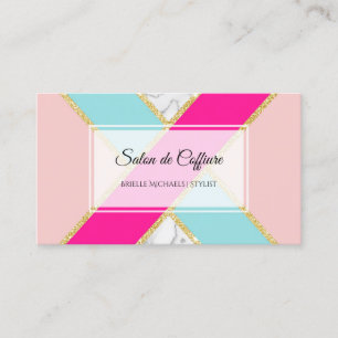 Carte De Visite Salon élégant Parties scintillant rose et bleu et