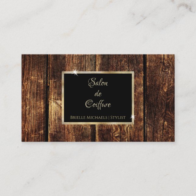 Carte De Visite Salon en Bois Rustique Noir (Devant)