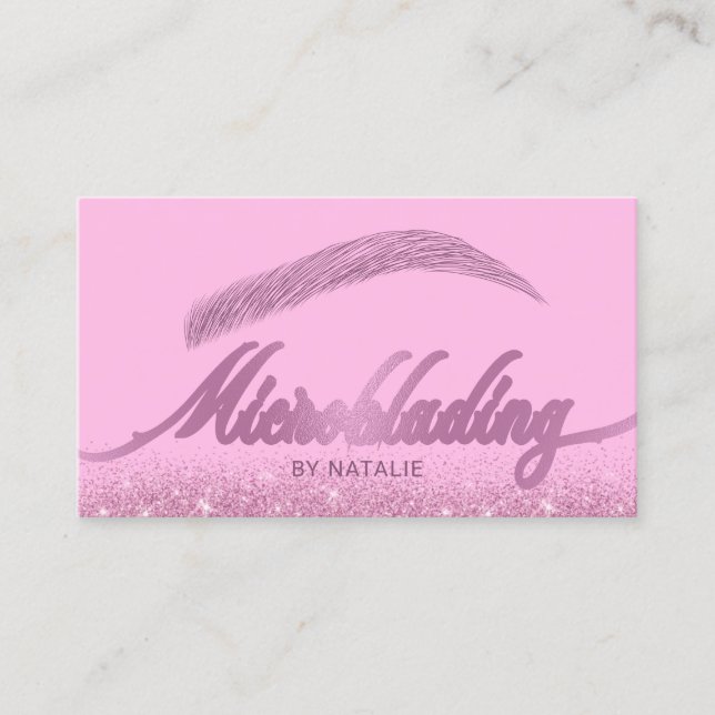Carte De Visite Salon Eyebrow Microblading Parties scintillant ros (Devant)
