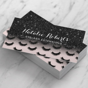 Carte De Visite Salon Eyelash Extensions Blush & Black Lashes