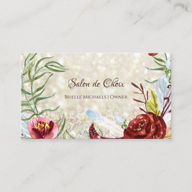 Carte De Visite Salon Floral Aquarelle (Devant)