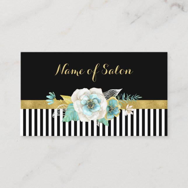 Carte De Visite Salon Floral Black Stripe (Devant)