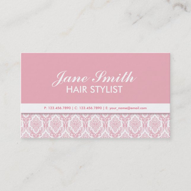 Carte De Visite Salon floral de Cosmetologist de motif de damassé (Devant)