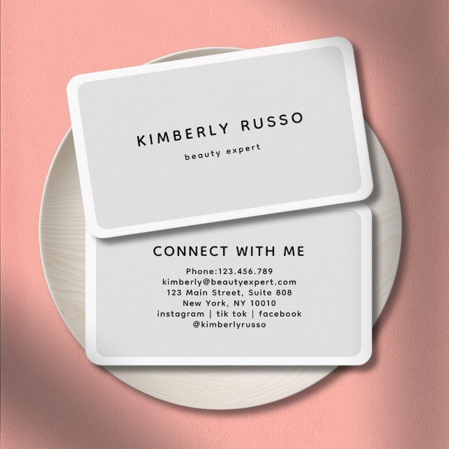 Carte De Visite Salon Gris Moderne et Branché (Modern Trendy Salon Gray Business Card)