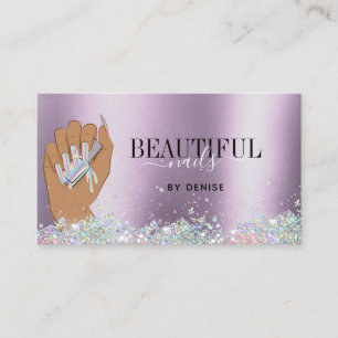 Carte De Visite salon holographique ongle femme main nails technic