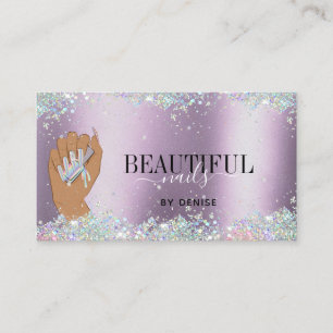 Carte De Visite salon holographique ongle femme main nails technic