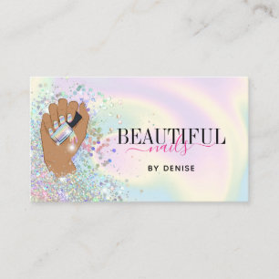 Carte De Visite salon holographique ongle femme main nails technic